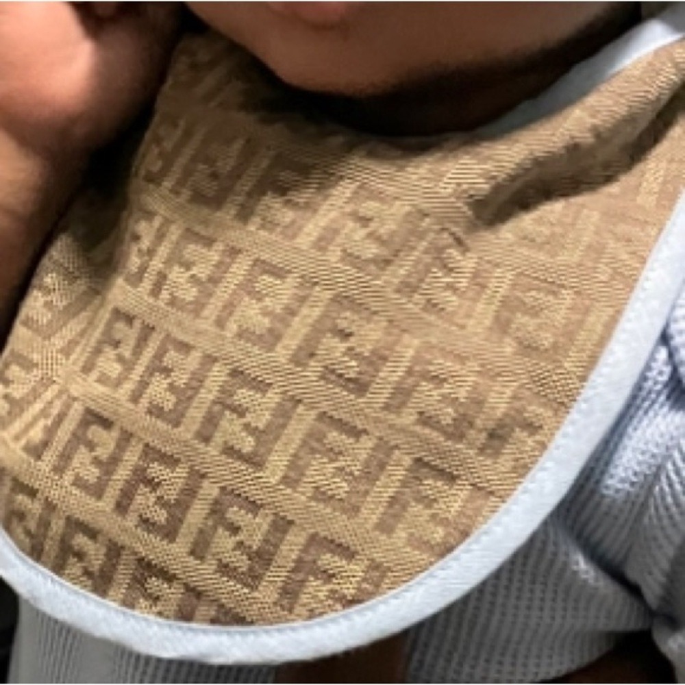 Authentic Fendi Kids Brown Patterned Bib